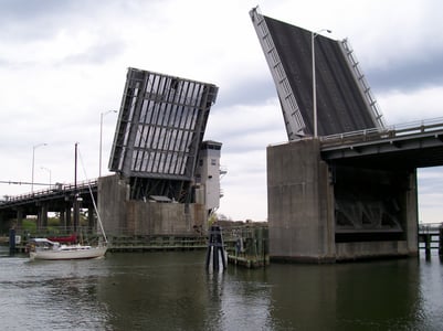 Photo of a bridge being drawn up 