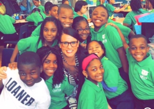 Third grade teacher Danielle Volta with her students