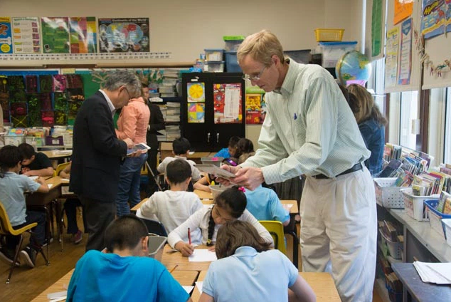 Photo of teachers in a younger classroom